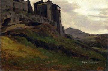 Marino Large Buildings on the Rocks plein air Romanticism Jean Baptiste Camille Corot Oil Paintings
